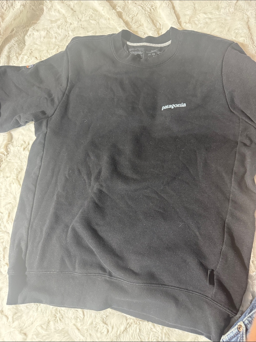 Patagonia Black Crewneck Sweatshirt with Small Chest Logo
